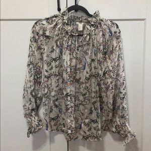 H&M Size 6 Long Sleeved Sheer Top / Blouse